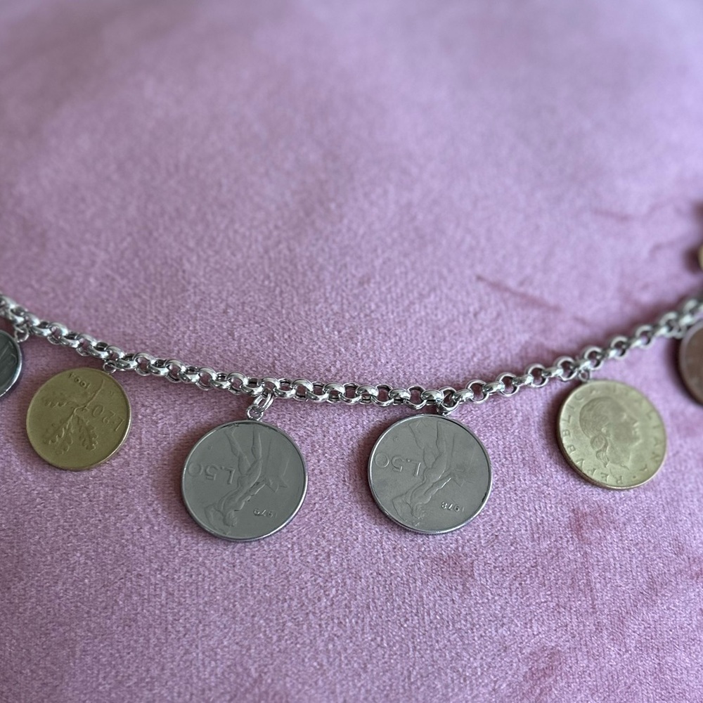 Silver and Gold Coin Medallion bracelet